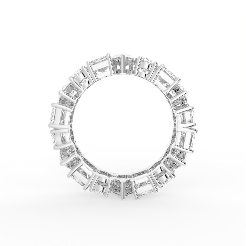 18K Full Eternity Emerald Cut Diamond Ring — FRONT