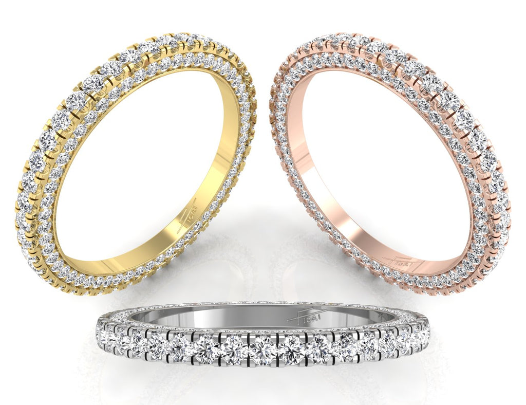 18K Eternity Round Diamond Ring — 3 COLOR