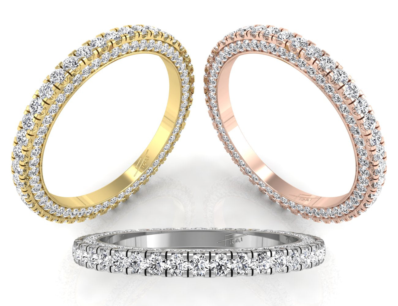 18K Eternity Round Diamond Ring — 3 COLOR