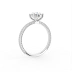 18K Shoulder Set Oval Diamond Engagement Ring — 3D VIEW