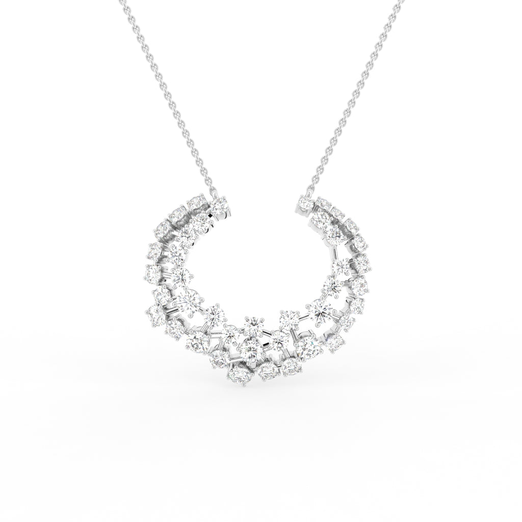 18K Abstract Cluster Round Diamond Pendant — FRONT