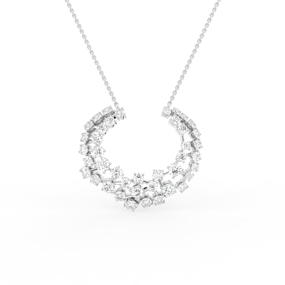18K Abstract Cluster Round Diamond Pendant — FRONT