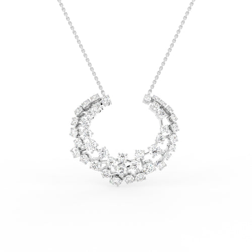 18K Abstract Cluster Round Diamond Pendant — FRONT