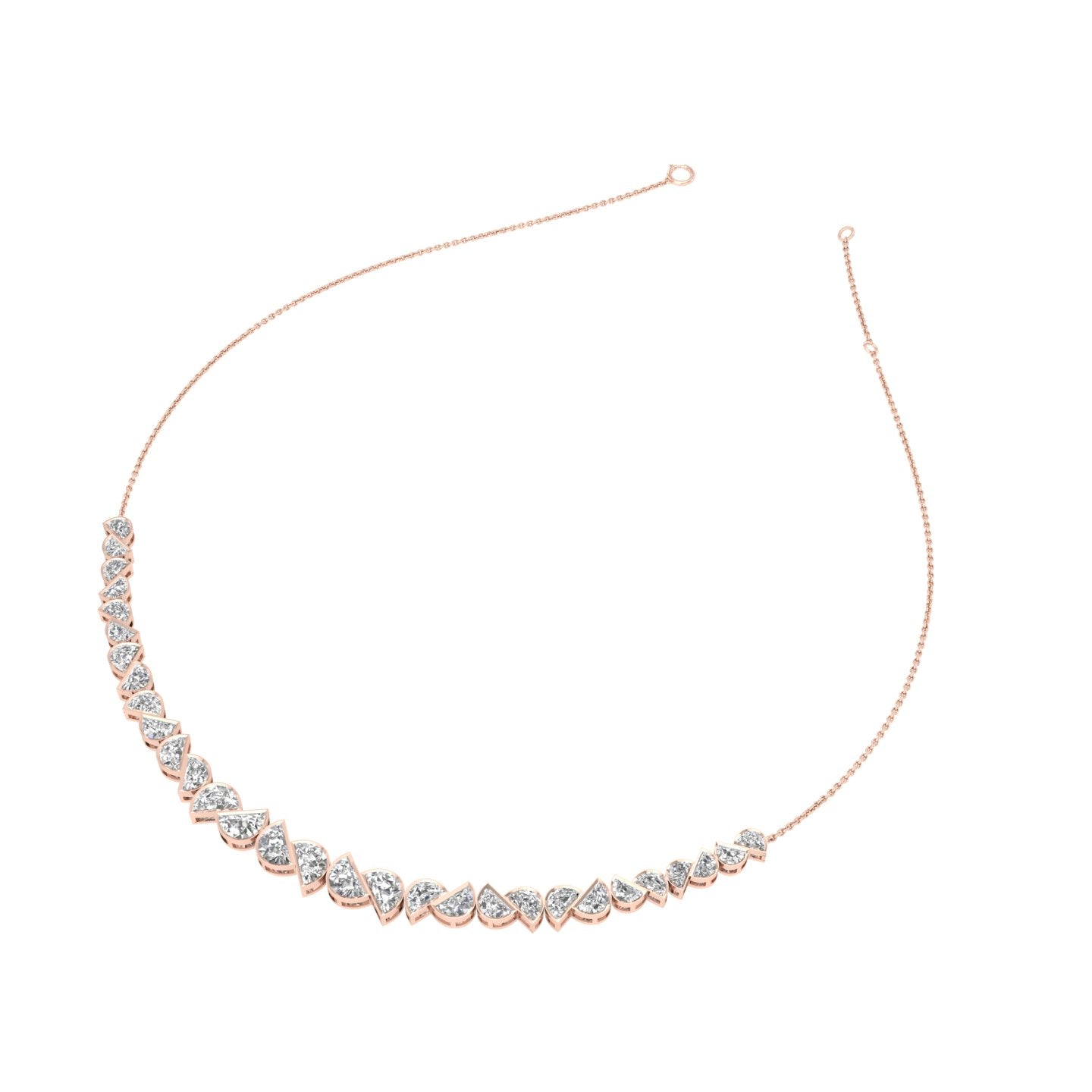 14K Rose Gold Diamond Necklace — 3D VIEW
