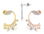 18K Crescent Diamond Ear Jacket Earrings — 3 COLOR