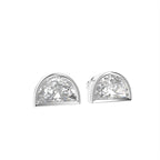 18K White Gold Half Moon Solitaire Diamond Earrings — 3D VIEW