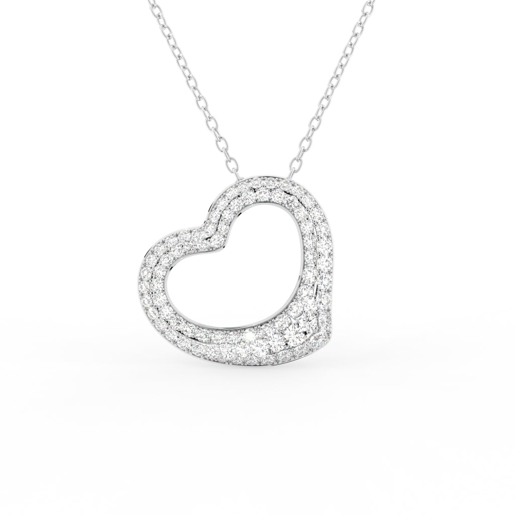 18K Heart Round Diamond Pendant — FRONT