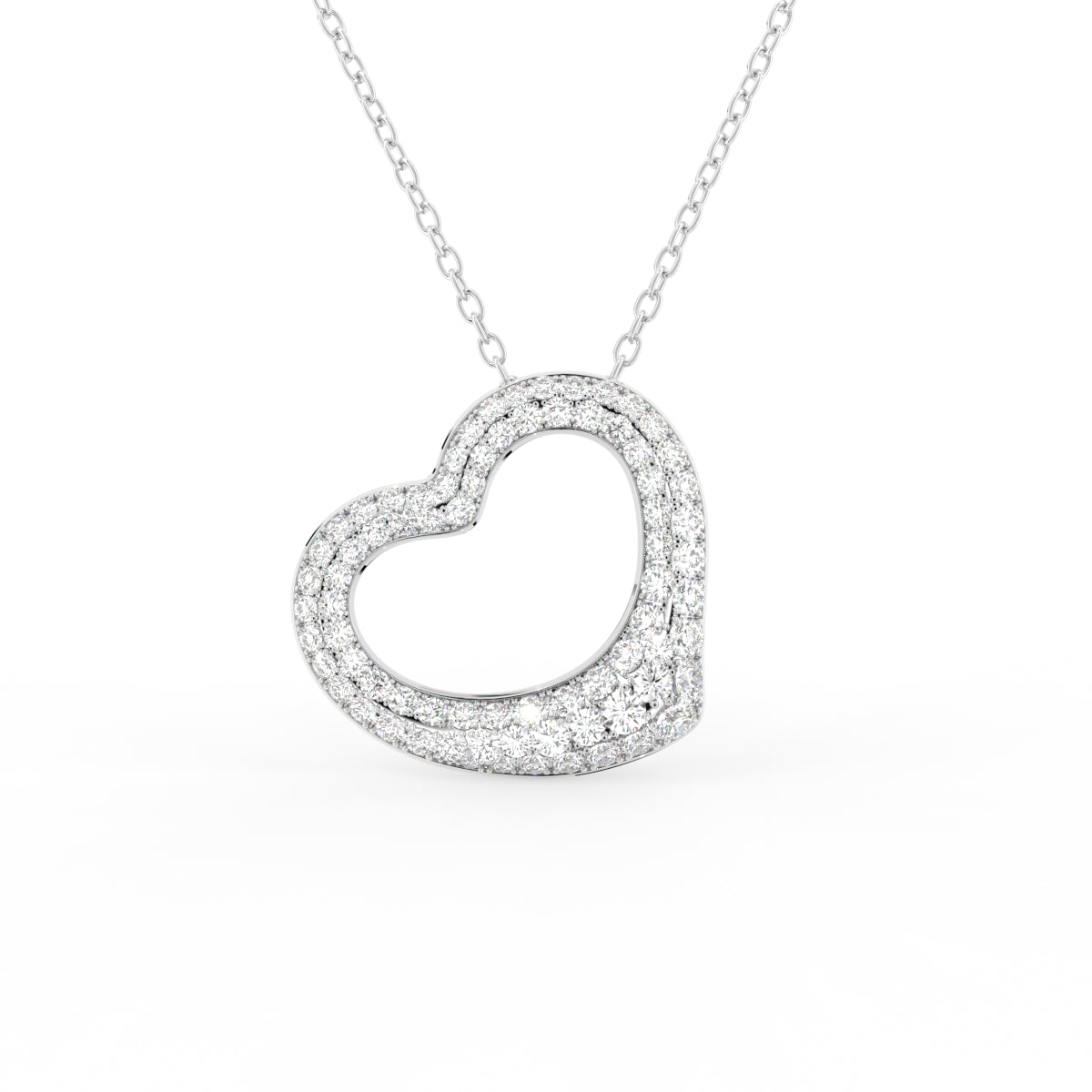 18K Heart Round Diamond Pendant — FRONT