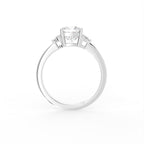 vimg:FJ2377|vimg:FJ6978|18K White Gold Trilogy Cushion Diamond Ring — FRONT