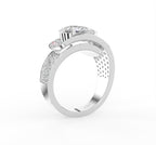 vimg:Z00118|18K White Gold Bespoke Pear Diamond Ring — 3D VIEW
