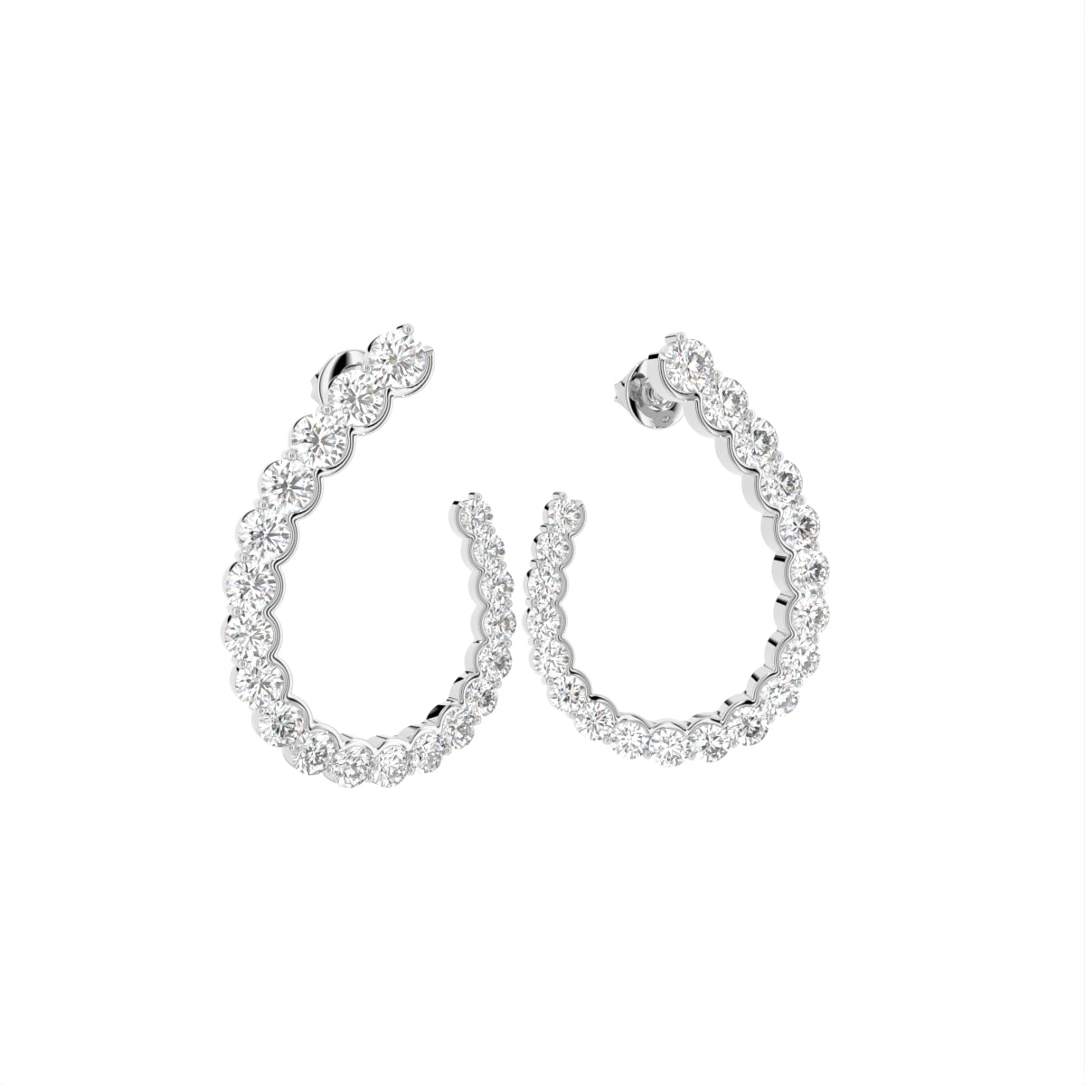 18K Feather Diamond Earrings — 3D VIEW