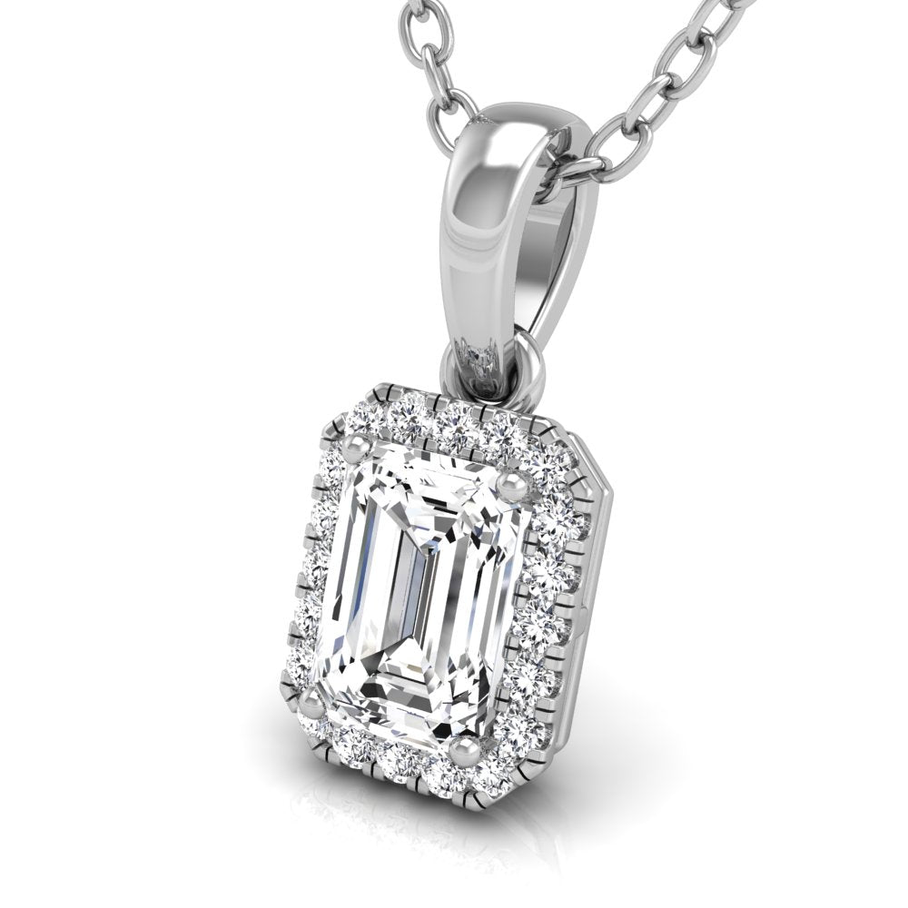 18K Halo Diamond Pendant — 3D VIEW