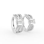 14K White Gold Baguette Diamond Earrings — 3D VIEW