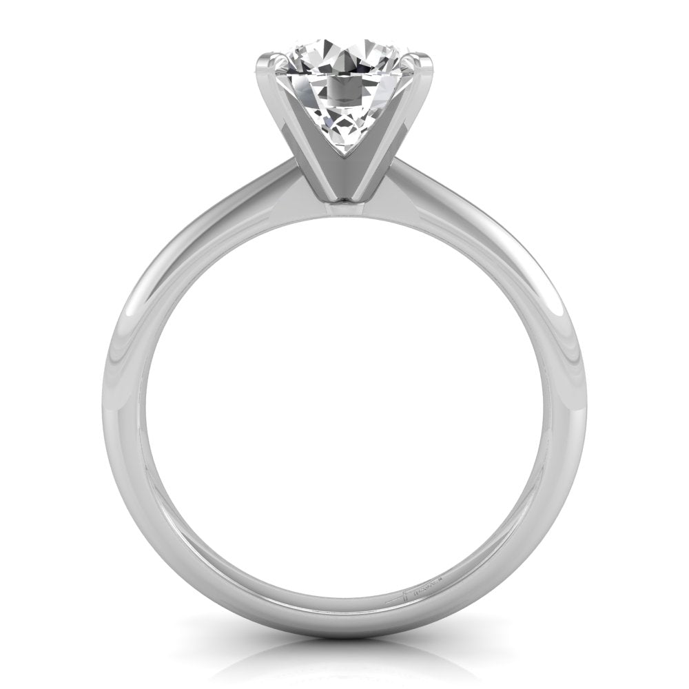 18K Round Diamond Solitaire Engagement Ring — FRONT
