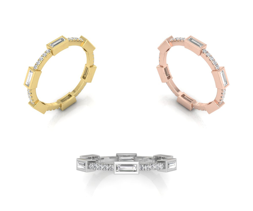 18K Eternity Baguette Diamond Ring — 3 COLOR
