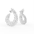 18K Floral Diamond Hoop Earrings — 3D VIEW