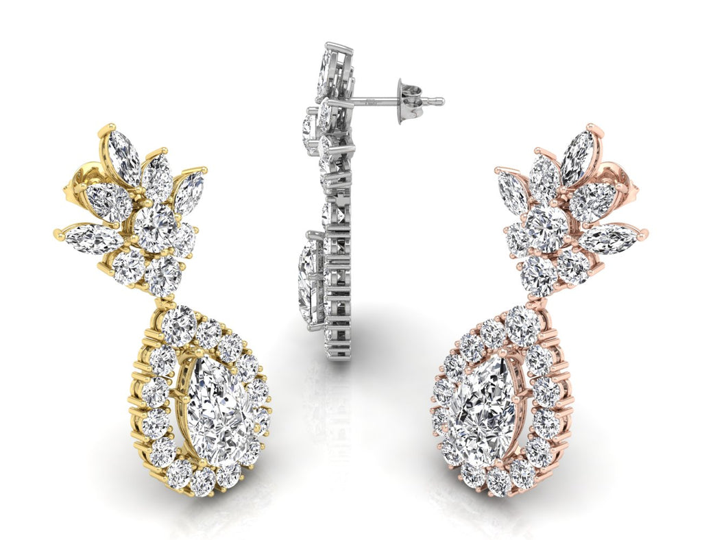 18K Pear Diamond Drop Earrings — 3 COLOR