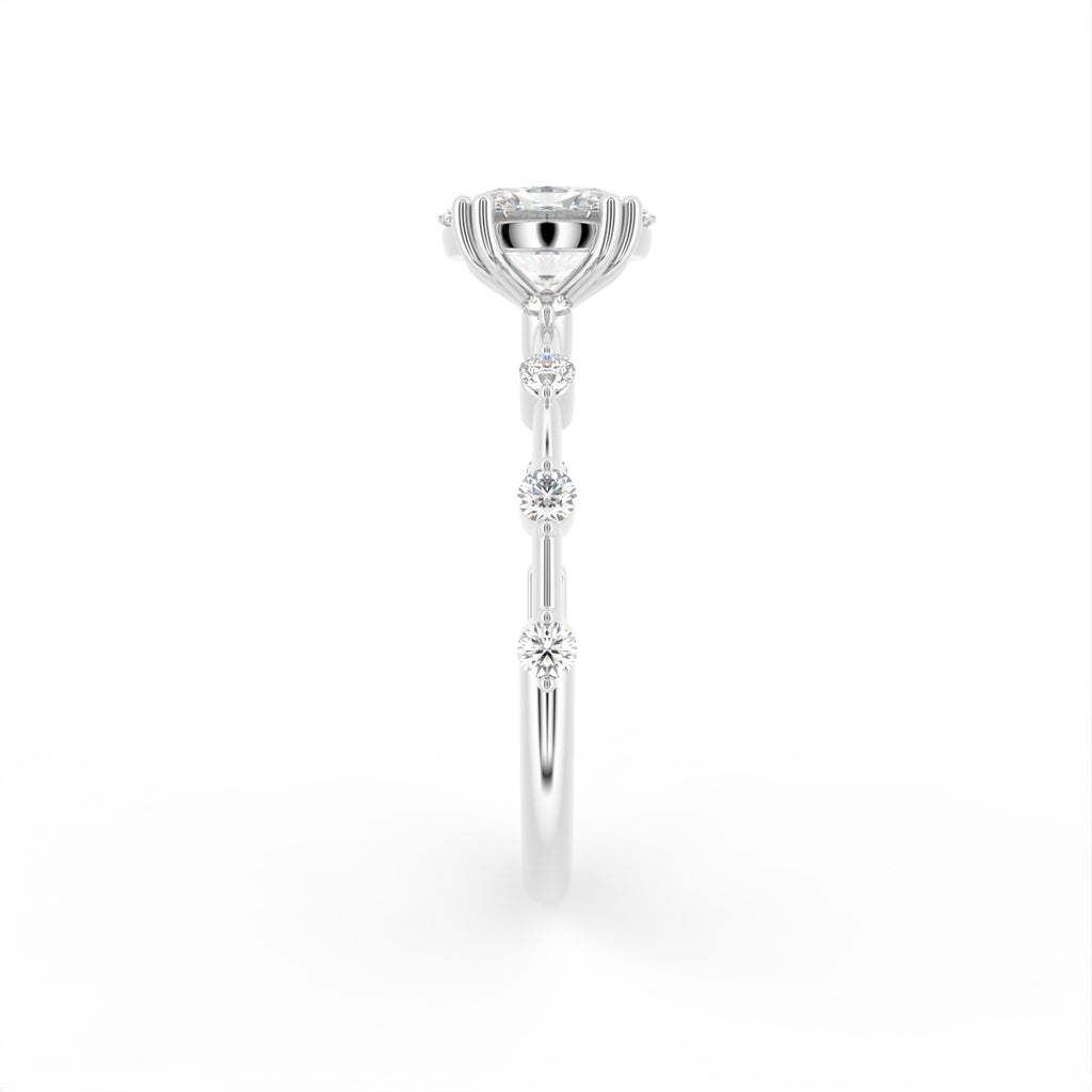 18K Bespoke Oval Diamond Engagement Ring — SIDE