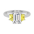 18K White Gold Trilogy Emerald Diamond Ring — TOP