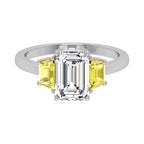 18K White Gold Trilogy Emerald Diamond Ring — TOP