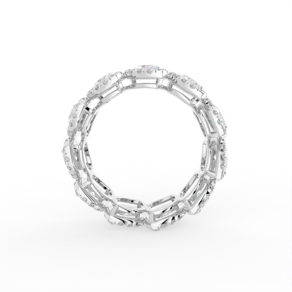 18K Full Eternity Marquise Diamond Halo Ring — FRONT