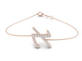 18K Rose Gold Alphabet Round Diamond Bracelet — TOP