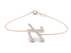 18K Rose Gold Alphabet Round Diamond Bracelet — TOP