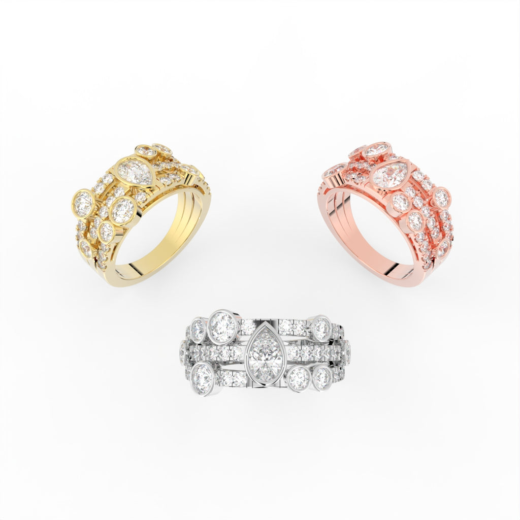 Sterling Silver Diamond Ring — 3 COLOR