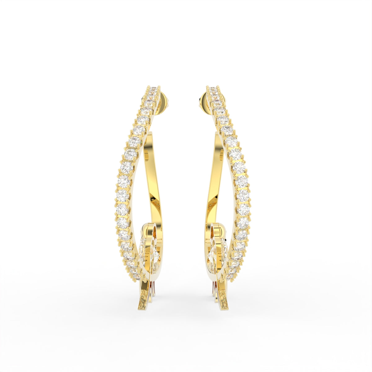 Sterling Silver Pear Diamond Earrings — TOP