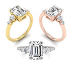 18K Bespoke Emerald Cut Diamond Engagement Ring — 3 COLOR