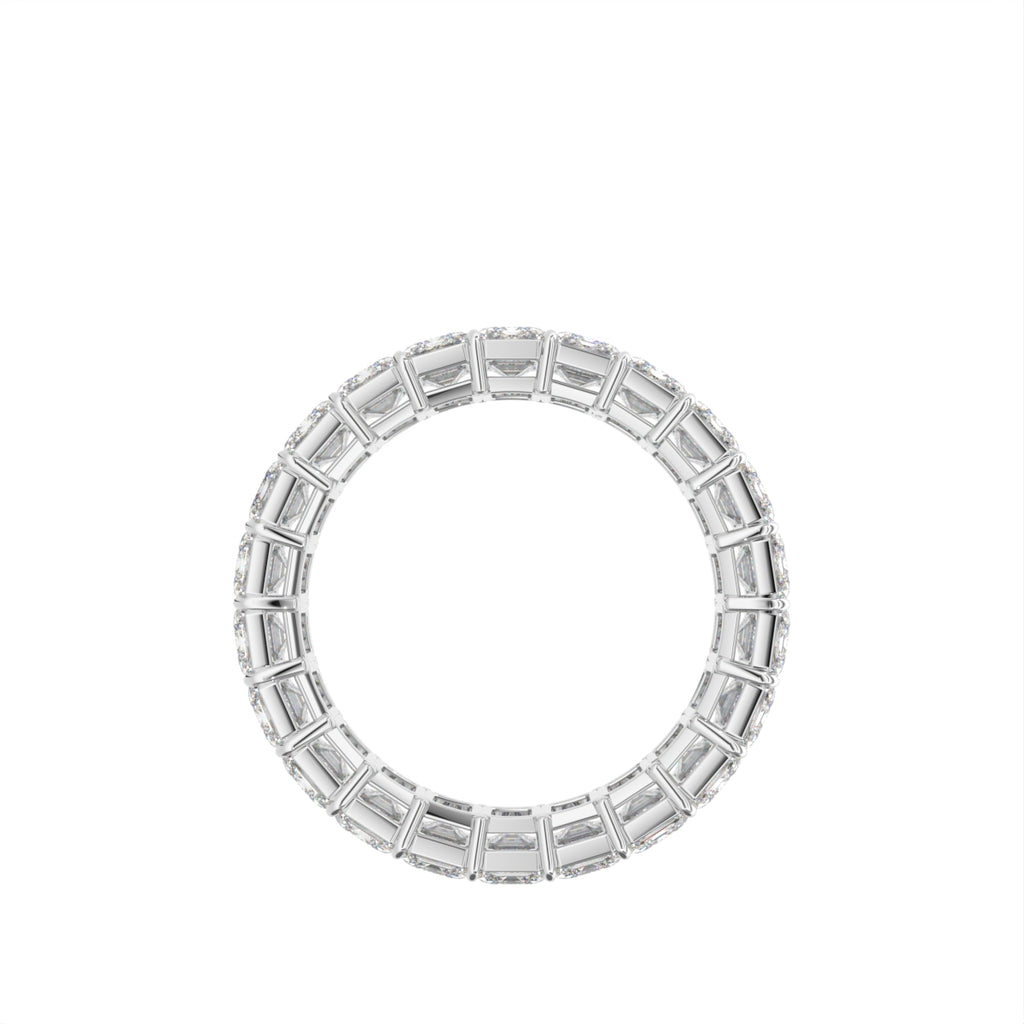 18K Full Eternity Emerald Cut Diamond Ring — FRONT