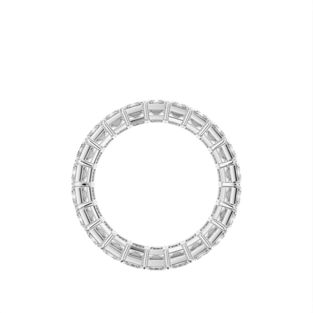18K Full Eternity Emerald Cut Diamond Ring — FRONT