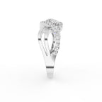 18K Two Tone Bespoke Round Diamond Crossover Ring — SIDE