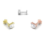 14K White Gold Round Diamond Stud Earrings — 3 COLOR