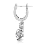 18K Heart Solitaire Diamond Drop Earrings — SIDE VIEW