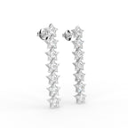 18K Round Star Drop Diamond Earrings — 3D VIEW