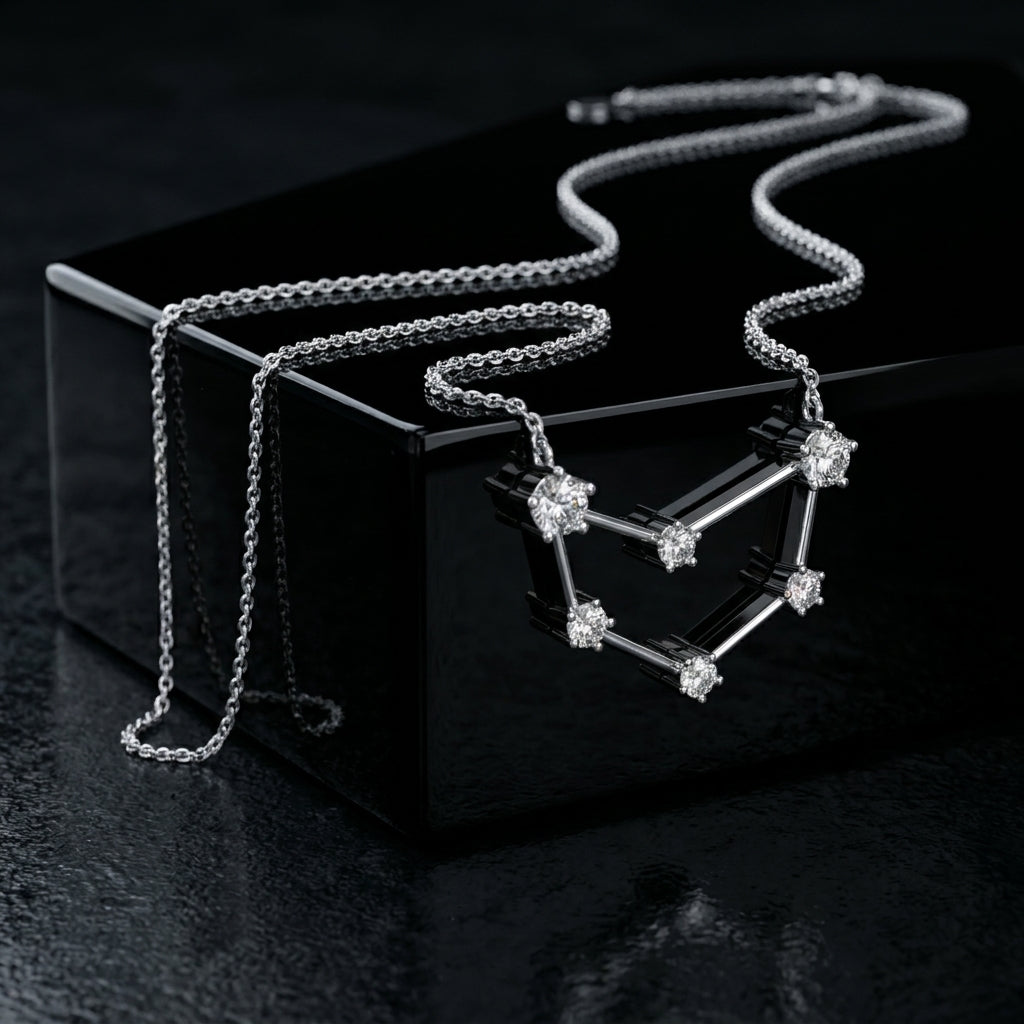 18K Constellation Round Diamond Pendant