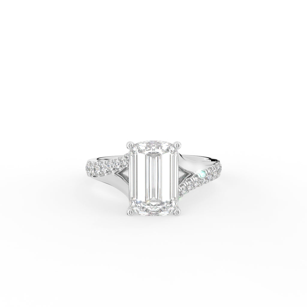 18K Solitaire Radiant Diamond Engagement Ring — TOP