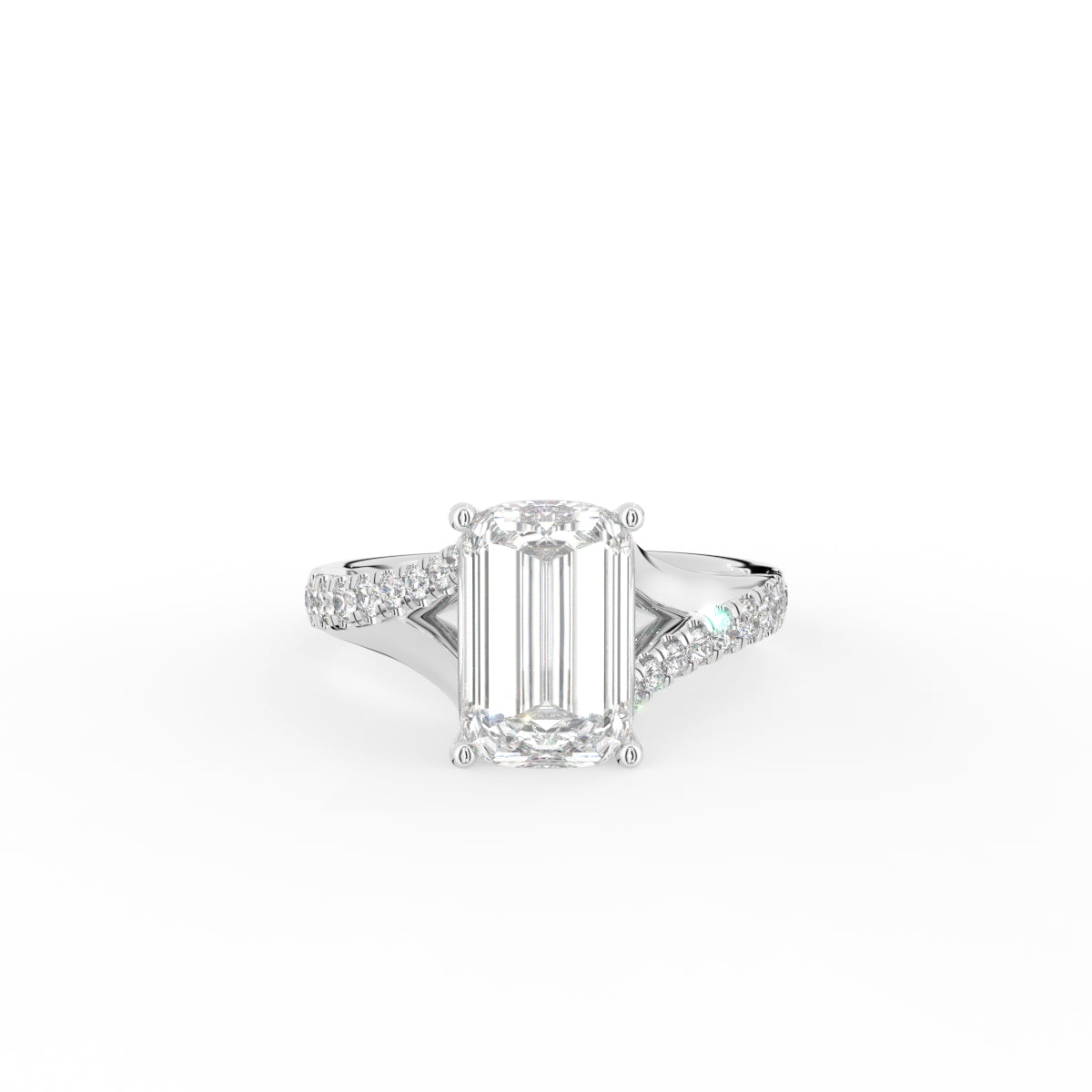 18K Solitaire Radiant Diamond Engagement Ring — TOP