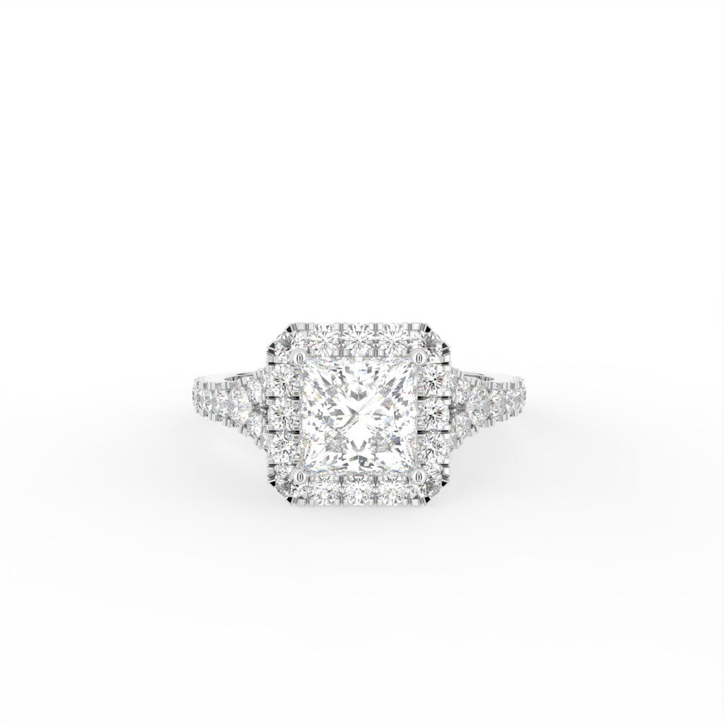 18K Halo Princess Cut Diamond Ring — TOP