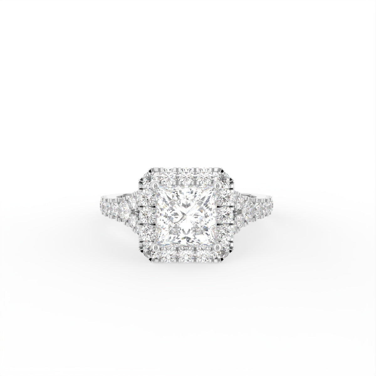 18K Halo Princess Cut Diamond Ring — TOP