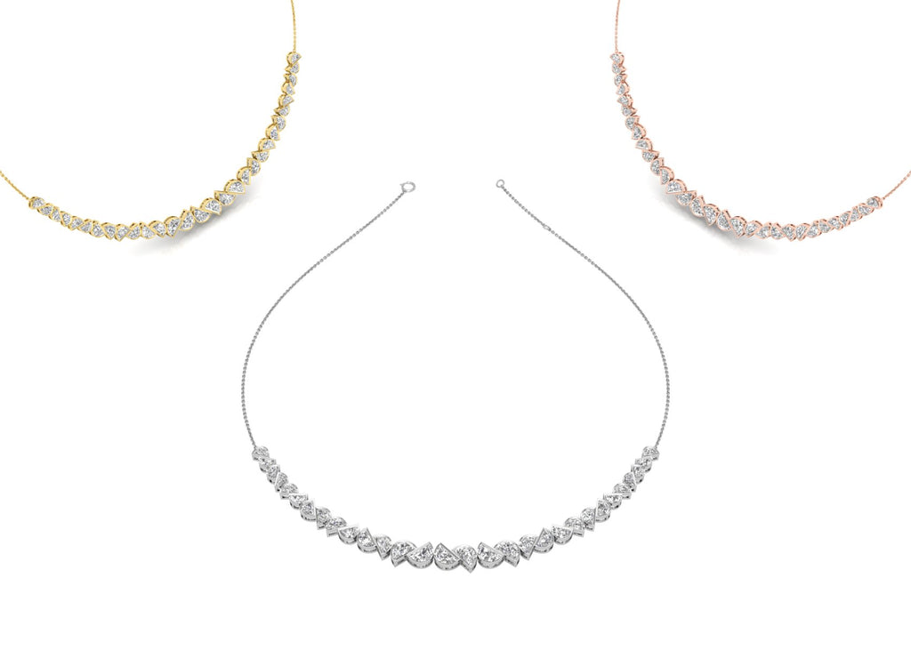 14K Rose Gold Diamond Necklace — 3 COLOR
