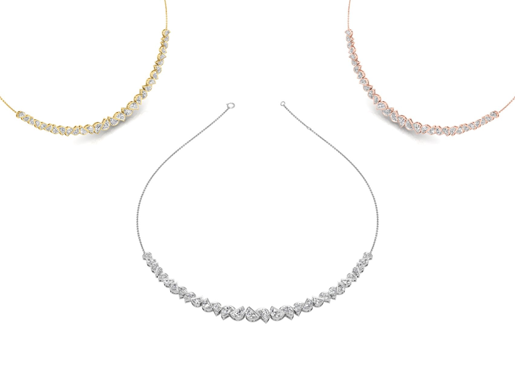 14K Rose Gold Diamond Necklace — 3 COLOR