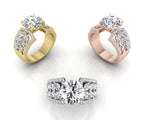 18K White Gold Solitaire Round Diamond Engagement Ring — 3 COLOR
