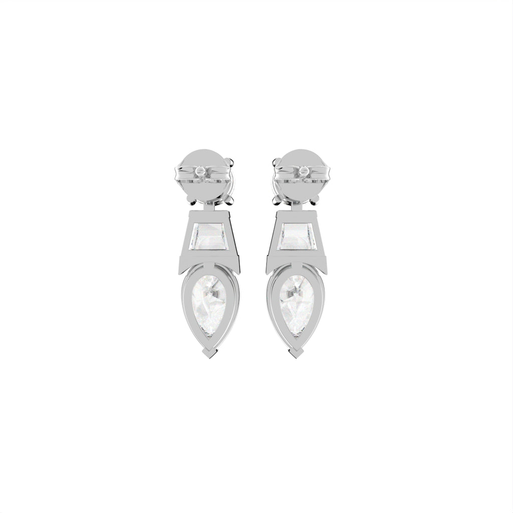 18K White Gold Diamond Drop Earrings — BACK