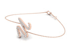 18K Rose Gold Alphabet Round Diamond Bracelet — 3D VIEW
