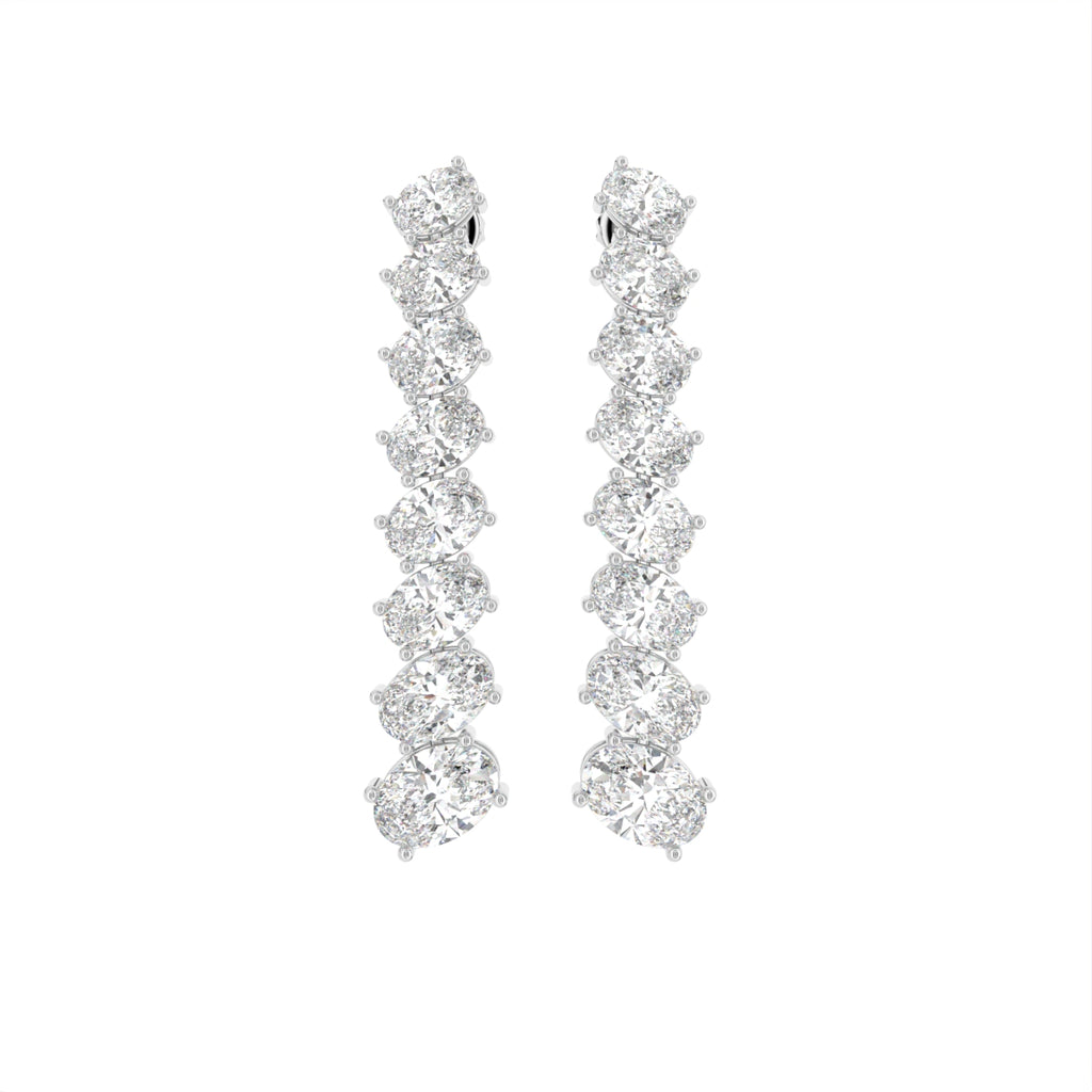 18K Oval Diamond Drop Earrings — TOP