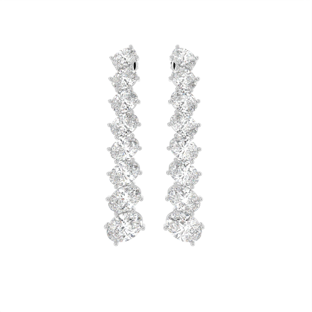 18K Oval Diamond Drop Earrings — TOP