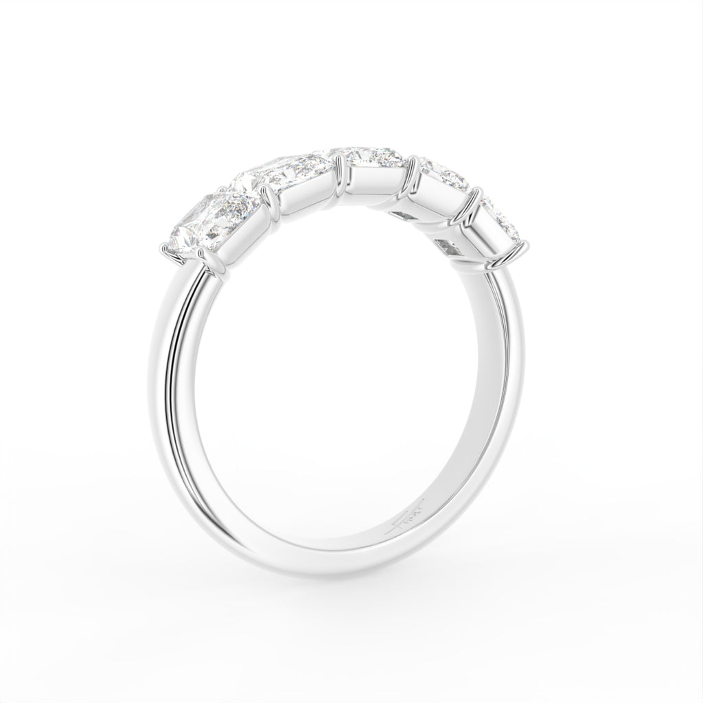 vimg:FJ3266|vimg:FJ3267|14K White Gold Eternity Emerald Diamond Ring — 3D VIEW