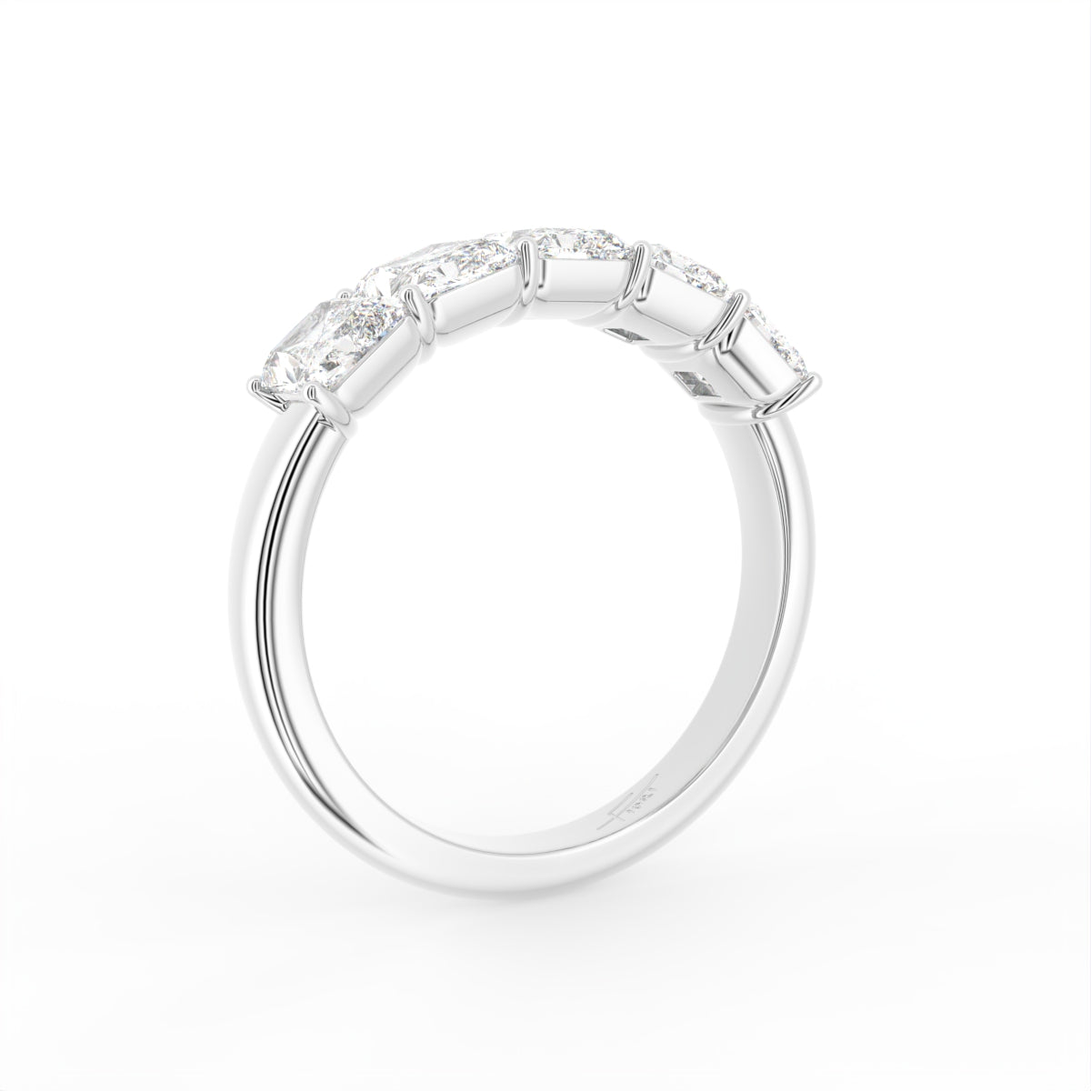 vimg:FJ3266|vimg:FJ3267|14K White Gold Eternity Emerald Diamond Ring — 3D VIEW
